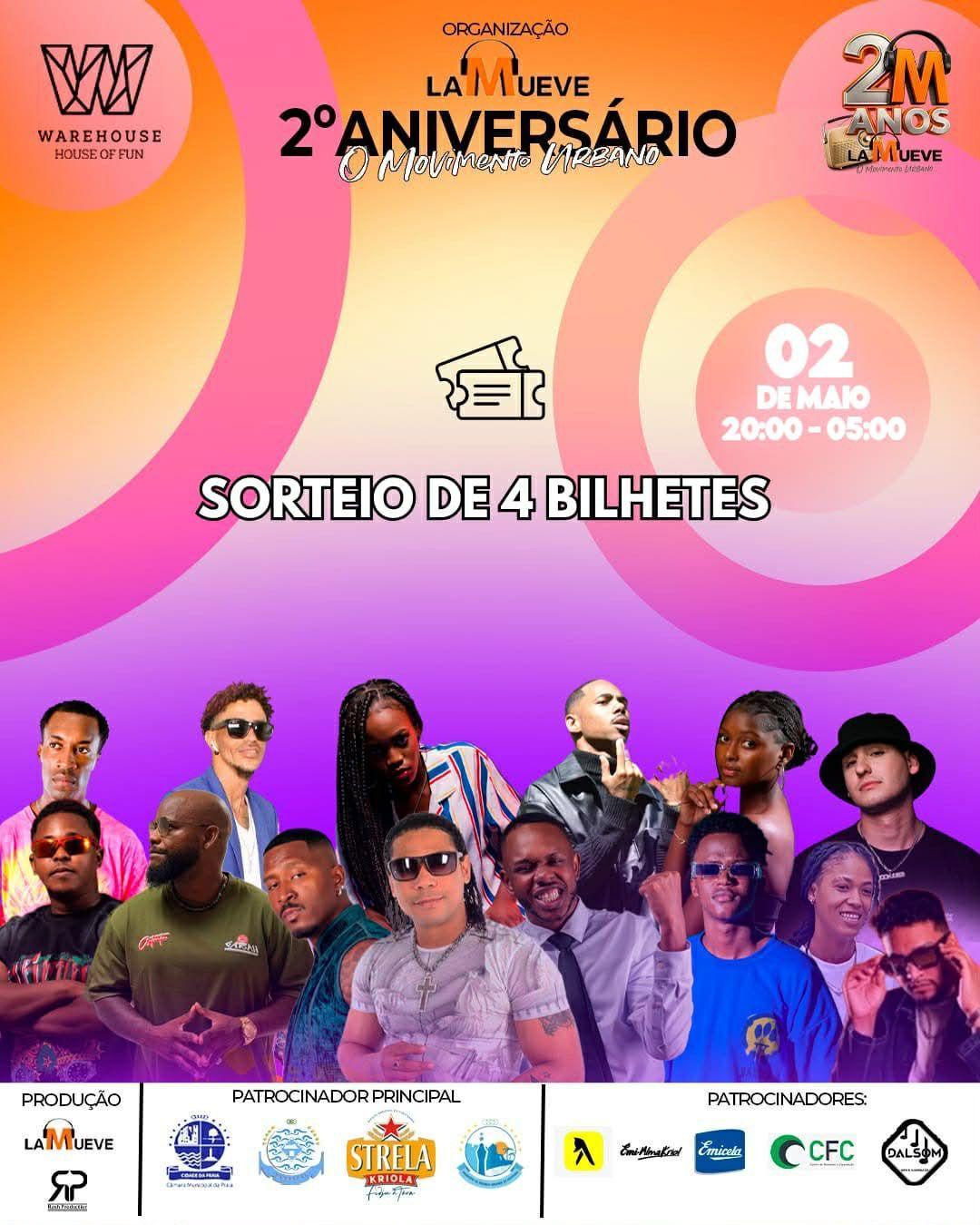 VENCEDOR: Ganha bilhete para o evento - Show 2º Aniversário LA MUEVE, no Warehouse